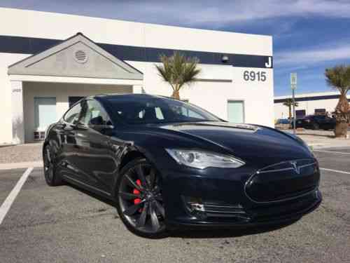 Tesla Model S P85 Performance Plus 1 Owner Dark Blue 2014