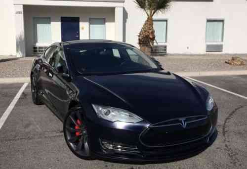 Tesla Model S P85 Performance Plus 1 Owner Dark Blue 2014